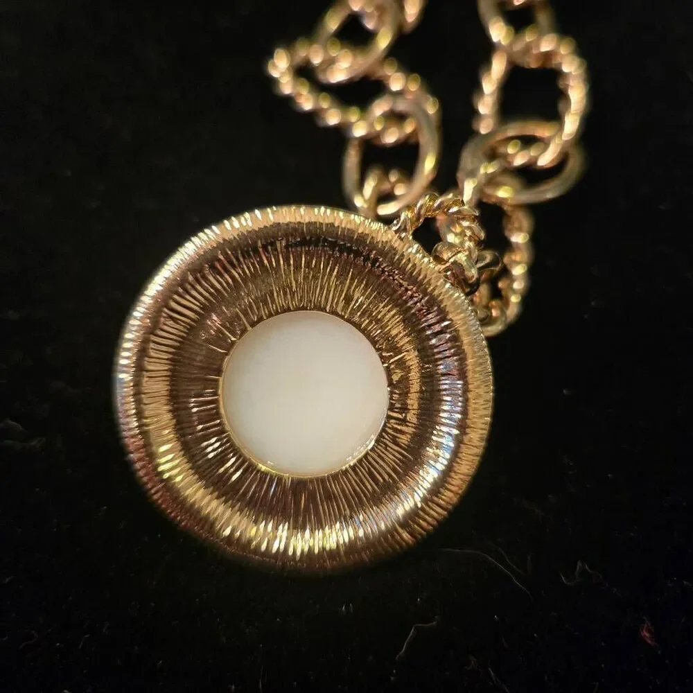 NWOT Gold Chain Pearl + Rhinestone Pendant Necklace